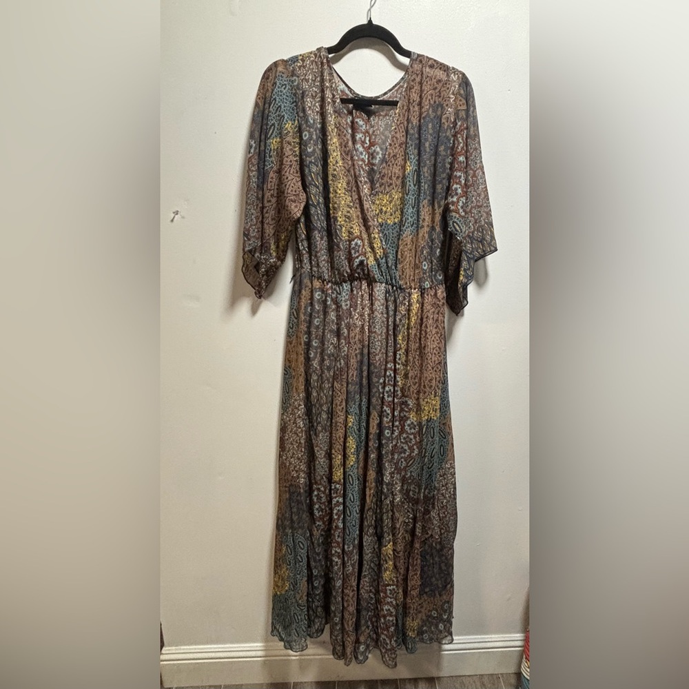 Patchwork Paisley Maxi Dress in Brown and Tan